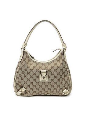 Gucci Small Abbey D Ring Hobo Beige Ivory GG Canvas